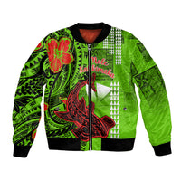 Personalised Hawaii Christmas Bomber Jacket Mele Kalikimaka Kakau Polynesian Shark Tattoo - Wonder Print Shop