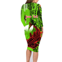 Personalised Hawaii Christmas Family Matching Long Sleeve Bodycon Dress and Hawaiian Shirt Mele Kalikimaka Kakau Polynesian Shark Tattoo - Wonder Print Shop