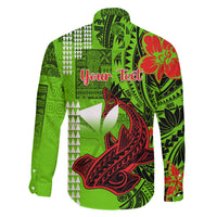 Personalised Hawaii Christmas Family Matching Off Shoulder Long Sleeve Dress and Hawaiian Shirt Mele Kalikimaka Kakau Polynesian Shark Tattoo - Wonder Print Shop