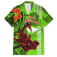 Personalised Hawaii Christmas Hawaiian Shirt Mele Kalikimaka Kakau Polynesian Shark Tattoo - Wonder Print Shop