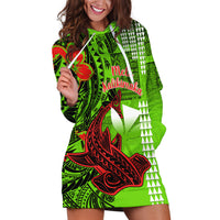 Personalised Hawaii Christmas Hoodie Dress Mele Kalikimaka Kakau Polynesian Shark Tattoo - Wonder Print Shop