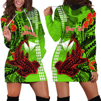 Personalised Hawaii Christmas Hoodie Dress Mele Kalikimaka Kakau Polynesian Shark Tattoo - Wonder Print Shop