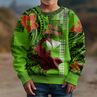 Personalised Hawaii Christmas Kid Ugly Christmas Sweater Mele Kalikimaka Kakau Polynesian Shark Tattoo - Wonder Print Shop