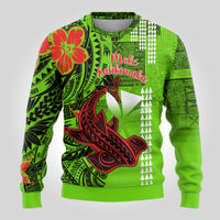 Personalised Hawaii Christmas Ugly Christmas Sweater Mele Kalikimaka Kakau Polynesian Shark Tattoo - Wonder Print Shop