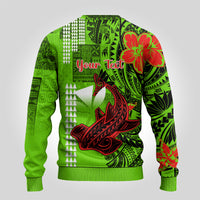 Personalised Hawaii Christmas Ugly Christmas Sweater Mele Kalikimaka Kakau Polynesian Shark Tattoo - Wonder Print Shop