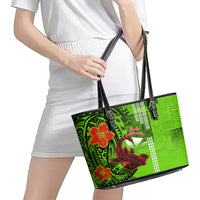 Personalised Hawaii Christmas Leather Tote Bag Mele Kalikimaka Kakau Polynesian Shark Tattoo - Wonder Print Shop