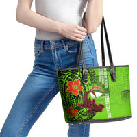 Personalised Hawaii Christmas Leather Tote Bag Mele Kalikimaka Kakau Polynesian Shark Tattoo - Wonder Print Shop