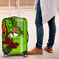 Personalised Hawaii Christmas Luggage Cover Mele Kalikimaka Kakau Polynesian Shark Tattoo - Wonder Print Shop