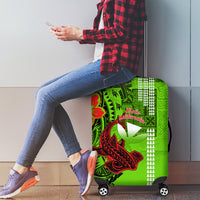 Personalised Hawaii Christmas Luggage Cover Mele Kalikimaka Kakau Polynesian Shark Tattoo - Wonder Print Shop