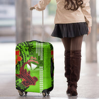 Personalised Hawaii Christmas Luggage Cover Mele Kalikimaka Kakau Polynesian Shark Tattoo - Wonder Print Shop