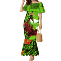 Personalised Hawaii Christmas Mermaid Dress Mele Kalikimaka Kakau Polynesian Shark Tattoo - Wonder Print Shop