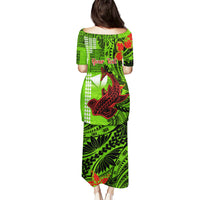 Personalised Hawaii Christmas Puletasi Mele Kalikimaka Kakau Polynesian Shark Tattoo - Wonder Print Shop