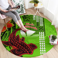 personalised-hawaii-christmas-round-carpet-mele-kalikimaka-kakau-polynesian-shark-tattoo