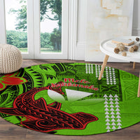 personalised-hawaii-christmas-round-carpet-mele-kalikimaka-kakau-polynesian-shark-tattoo