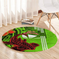 personalised-hawaii-christmas-round-carpet-mele-kalikimaka-kakau-polynesian-shark-tattoo