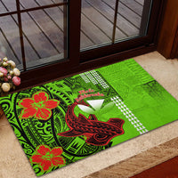 Personalised Hawaii Christmas Rubber Doormat Mele Kalikimaka Kakau Polynesian Shark Tattoo - Wonder Print Shop