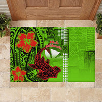 Personalised Hawaii Christmas Rubber Doormat Mele Kalikimaka Kakau Polynesian Shark Tattoo - Wonder Print Shop