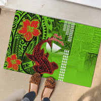 Personalised Hawaii Christmas Rubber Doormat Mele Kalikimaka Kakau Polynesian Shark Tattoo - Wonder Print Shop