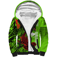 Personalised Hawaii Christmas Sherpa Hoodie Mele Kalikimaka Kakau Polynesian Shark Tattoo - Wonder Print Shop