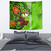 Personalised Hawaii Christmas Tapestry Mele Kalikimaka Kakau Polynesian Shark Tattoo - Wonder Print Shop