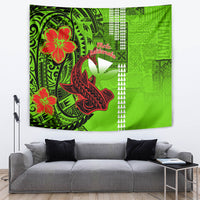 Personalised Hawaii Christmas Tapestry Mele Kalikimaka Kakau Polynesian Shark Tattoo - Wonder Print Shop