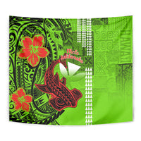 Personalised Hawaii Christmas Tapestry Mele Kalikimaka Kakau Polynesian Shark Tattoo - Wonder Print Shop