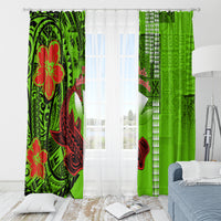 Personalised Hawaii Christmas Window Curtain Mele Kalikimaka Kakau Polynesian Shark Tattoo - Wonder Print Shop