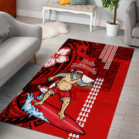 Personalised Hawaii Christmas Area Rug Mele Kalikimaka Surfing Santa Claus - Wonder Print Shop