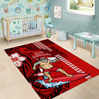 Personalised Hawaii Christmas Area Rug Mele Kalikimaka Surfing Santa Claus - Wonder Print Shop