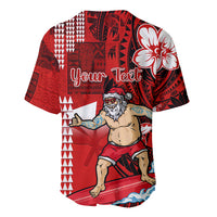 Personalised Hawaii Christmas Baseball Jersey Mele Kalikimaka Surfing Santa Claus - Wonder Print Shop