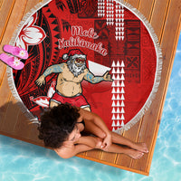 Personalised Hawaii Christmas Beach Blanket Mele Kalikimaka Surfing Santa Claus - Wonder Print Shop