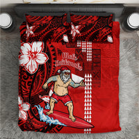 Personalised Hawaii Christmas Bedding Set Mele Kalikimaka Surfing Santa Claus - Wonder Print Shop