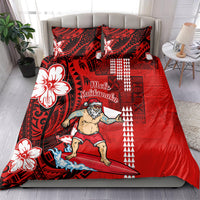 Personalised Hawaii Christmas Bedding Set Mele Kalikimaka Surfing Santa Claus - Wonder Print Shop