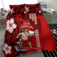Personalised Hawaii Christmas Bedding Set Mele Kalikimaka Surfing Santa Claus - Wonder Print Shop