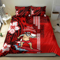 Personalised Hawaii Christmas Bedding Set Mele Kalikimaka Surfing Santa Claus - Wonder Print Shop