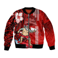 Personalised Hawaii Christmas Bomber Jacket Mele Kalikimaka Surfing Santa Claus - Wonder Print Shop