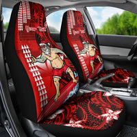 Personalised Hawaii Christmas Car Seat Cover Mele Kalikimaka Surfing Santa Claus - Wonder Print Shop