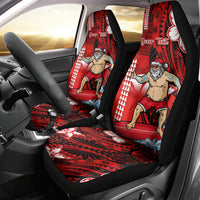 Personalised Hawaii Christmas Car Seat Cover Mele Kalikimaka Surfing Santa Claus - Wonder Print Shop