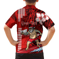 Personalised Hawaii Christmas Family Matching Long Sleeve Bodycon Dress and Hawaiian Shirt Mele Kalikimaka Surfing Santa Claus - Wonder Print Shop