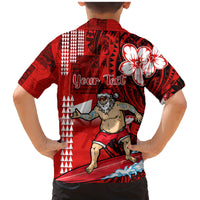 Personalised Hawaii Christmas Family Matching Mermaid Dress and Hawaiian Shirt Mele Kalikimaka Surfing Santa Claus - Wonder Print Shop