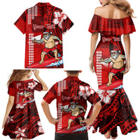 Personalised Hawaii Christmas Family Matching Mermaid Dress and Hawaiian Shirt Mele Kalikimaka Surfing Santa Claus - Wonder Print Shop