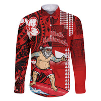 Personalised Hawaii Christmas Family Matching Summer Maxi Dress and Hawaiian Shirt Mele Kalikimaka Surfing Santa Claus - Wonder Print Shop
