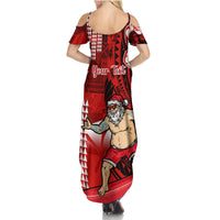 Personalised Hawaii Christmas Family Matching Summer Maxi Dress and Hawaiian Shirt Mele Kalikimaka Surfing Santa Claus - Wonder Print Shop
