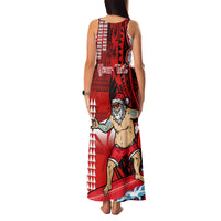 Personalised Hawaii Christmas Family Matching Tank Maxi Dress and Hawaiian Shirt Mele Kalikimaka Surfing Santa Claus - Wonder Print Shop