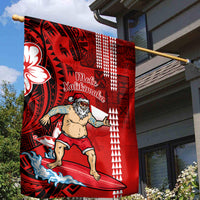 Personalised Hawaii Christmas Garden Flag Mele Kalikimaka Surfing Santa Claus - Wonder Print Shop