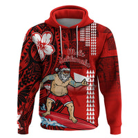 Personalised Hawaii Christmas Hoodie Mele Kalikimaka Surfing Santa Claus - Wonder Print Shop