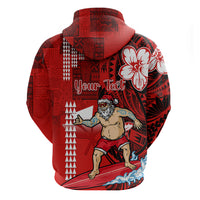 Personalised Hawaii Christmas Hoodie Mele Kalikimaka Surfing Santa Claus - Wonder Print Shop