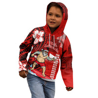 Personalised Hawaii Christmas Kid Hoodie Mele Kalikimaka Surfing Santa Claus - Wonder Print Shop