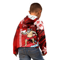 Personalised Hawaii Christmas Kid Hoodie Mele Kalikimaka Surfing Santa Claus - Wonder Print Shop