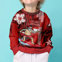 Personalised Hawaii Christmas Kid Ugly Christmas Sweater Mele Kalikimaka Surfing Santa Claus - Wonder Print Shop